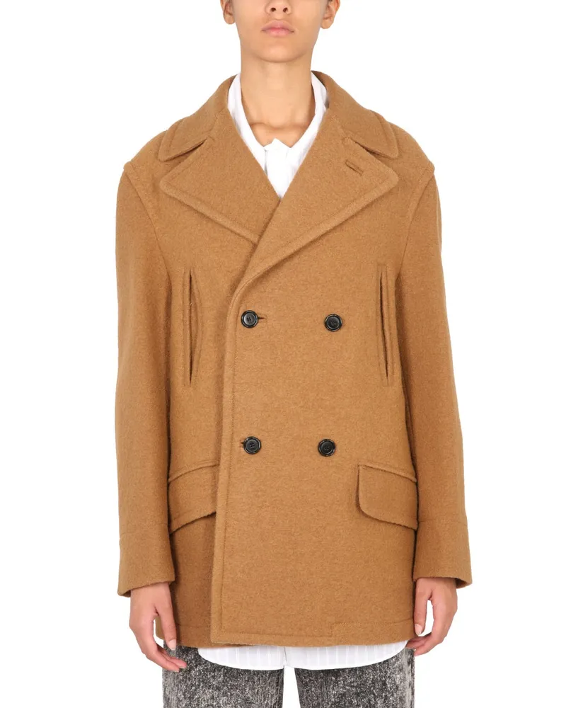 Marni Doppelbrustmantel Beige