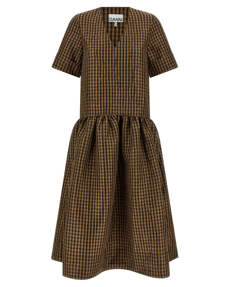 Ganni Kleid „Taffetà Crinkle Brown