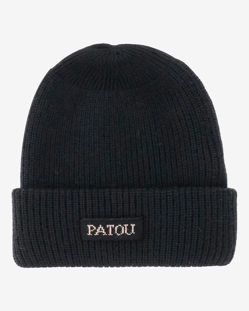 Patou Wolle Beanie mit Logo Black