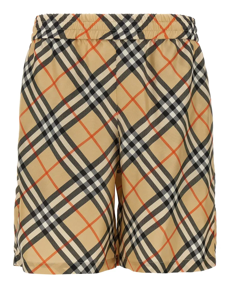 Burberry Check Seiden -Bermuda -Shorts Beige