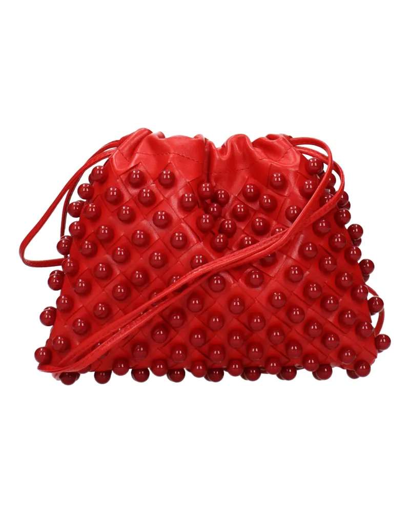 Bottega Veneta Damens Clutch aus rotem Leder/rotem Stein -
