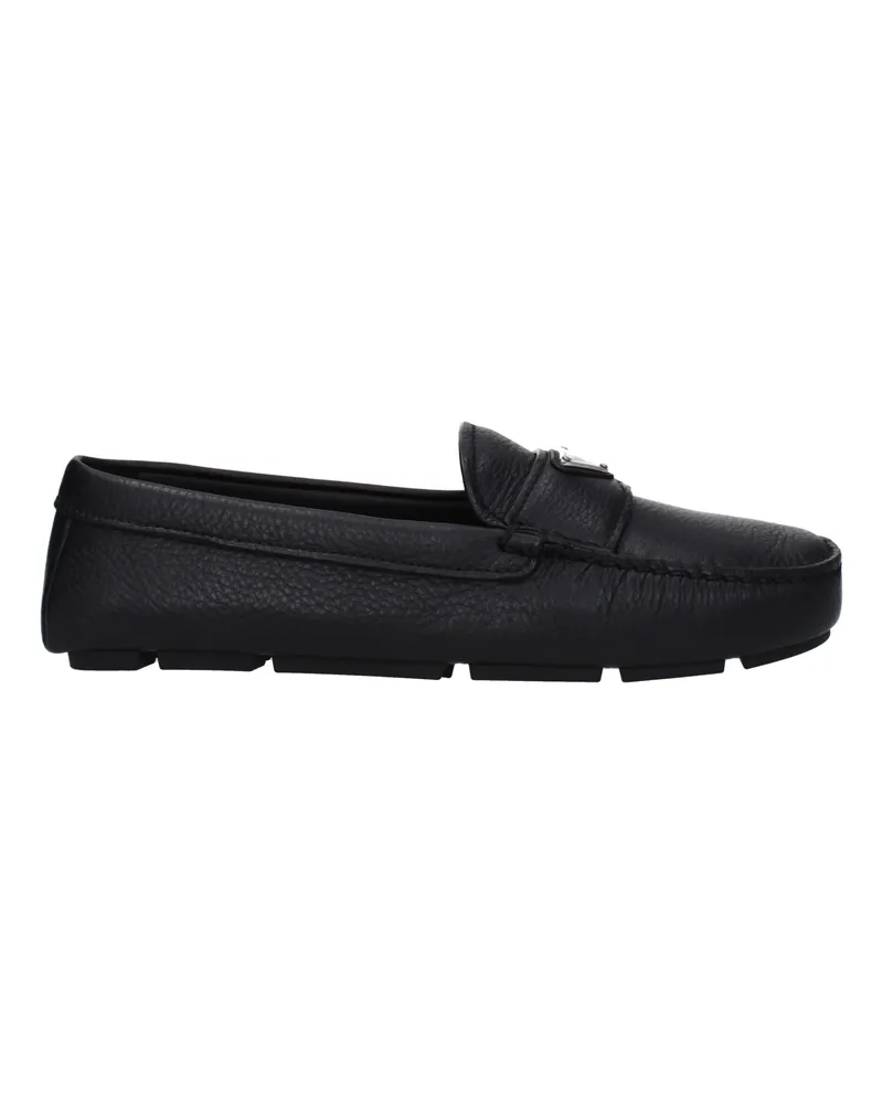 Prada Herrens Schwarze Leder-Loafer -