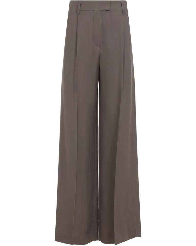 Brunello Cucinelli Leinenhose mit glänzenden Details Brown