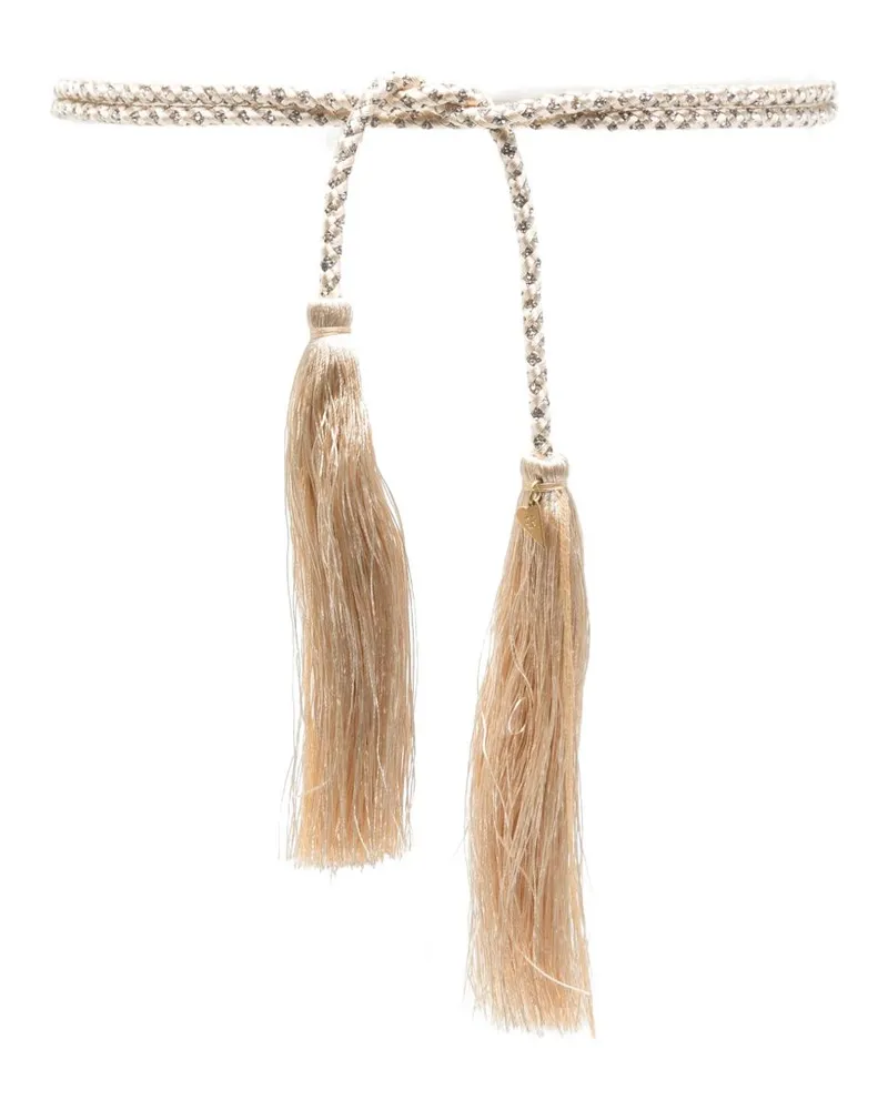 forte_forte Crystal und Quastengürtel Ivory
