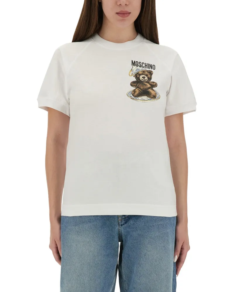 Moschino T -Shirt mit "Teddy" -Druck White
