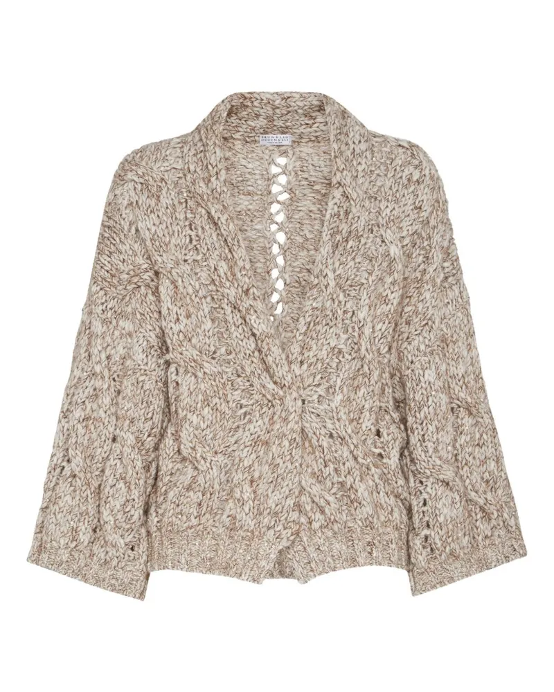 Brunello Cucinelli Wolle und Kaschmir Cardigan Beige
