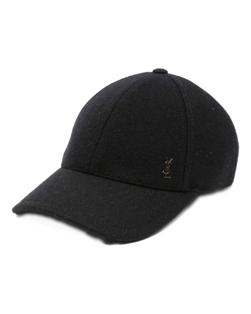 Saint Laurent Logo Baseballkappe Black