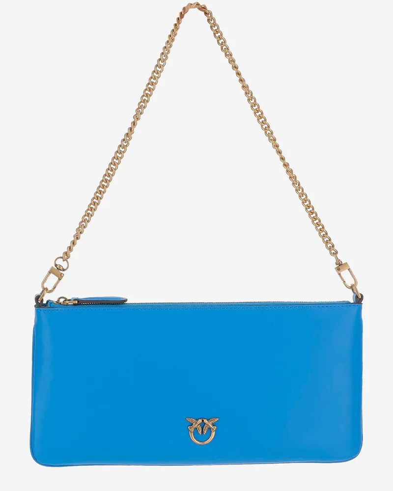 Pinko Leder -Kupplungsbeutel mit Logo Clear