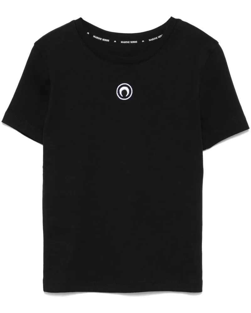 Marine Serre Moon Baumwoll-T-Shirt Black