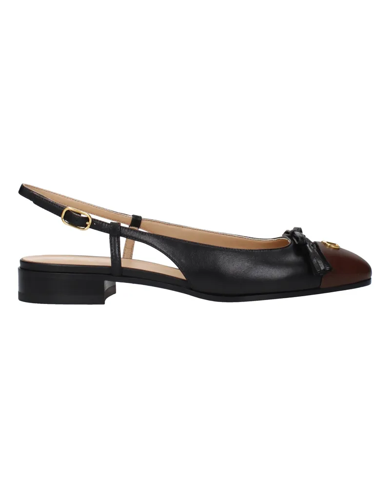 Valentino Garavani Damens Ballerinas aus schwarzem/braunem Leder -