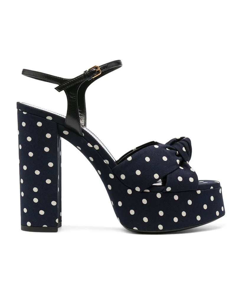 Saint Laurent Bianca Polka Dot Sandalen Blau