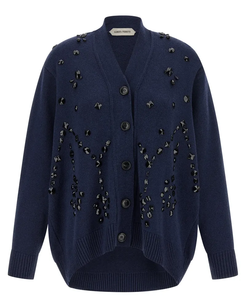 Alberta Ferretti Stickerei Cardigan Blue