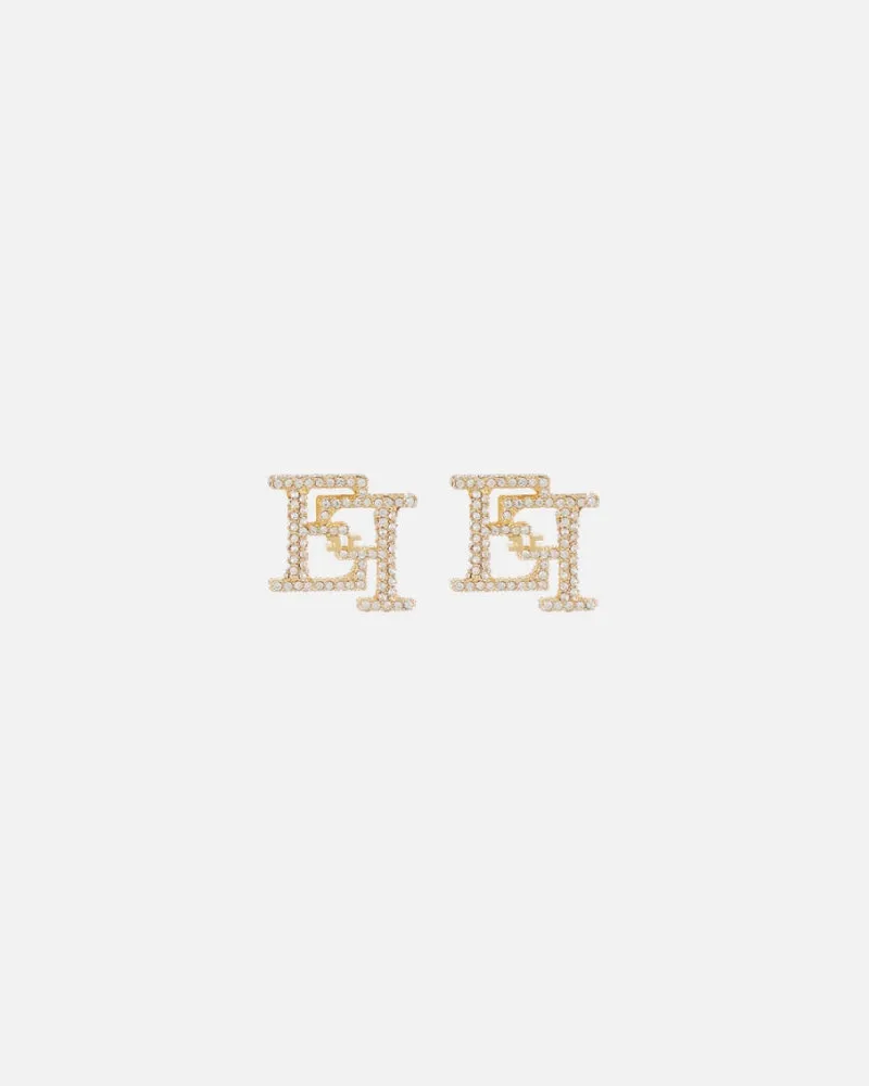 Elisabetta Franchi Double Logo Ohrringe Golden