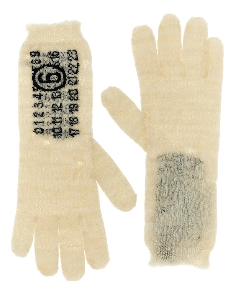 Maison Margiela numerische Signature MM6' Handschuhe White