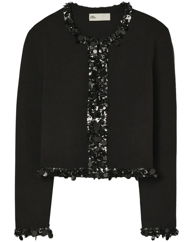 Tory Burch e Paillistwoll -Strickjacke Black