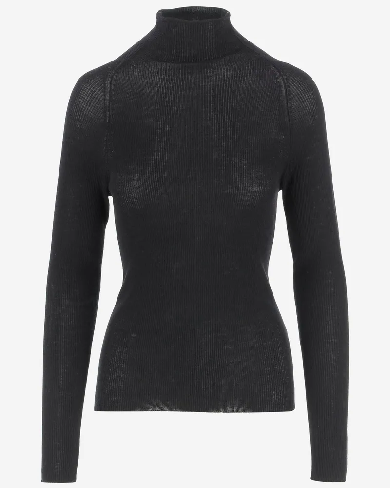 ASPESI gerippter Wollpullover Black