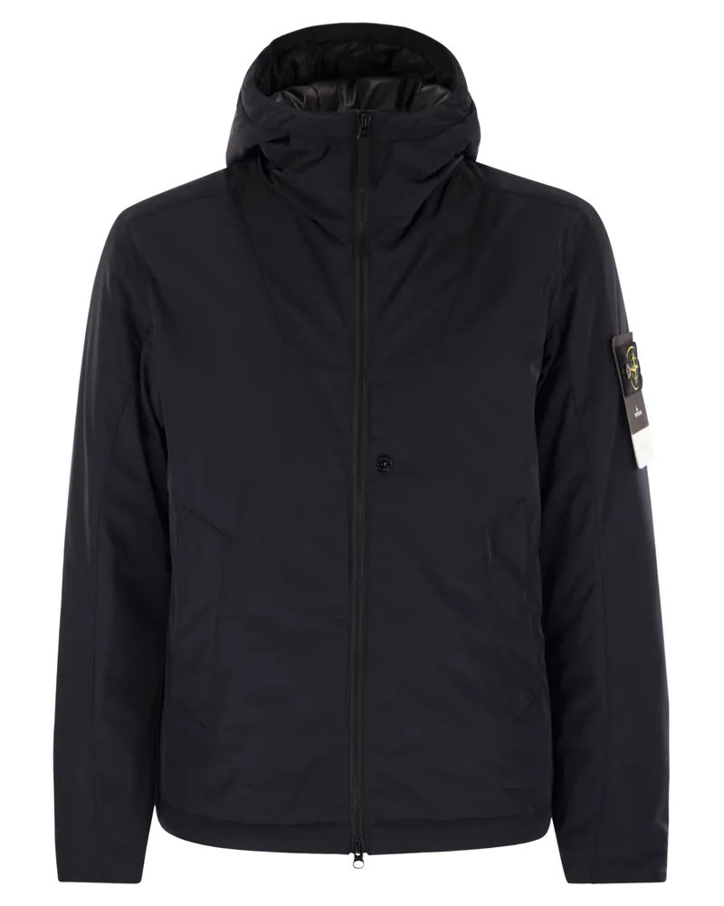 Stone Island gepolsterte Jacke mit Motorhaube und tropfenfreiem Proof Navy