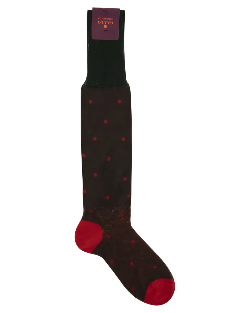 Gallo Polka Dot Baumwoll lange Socken Grün