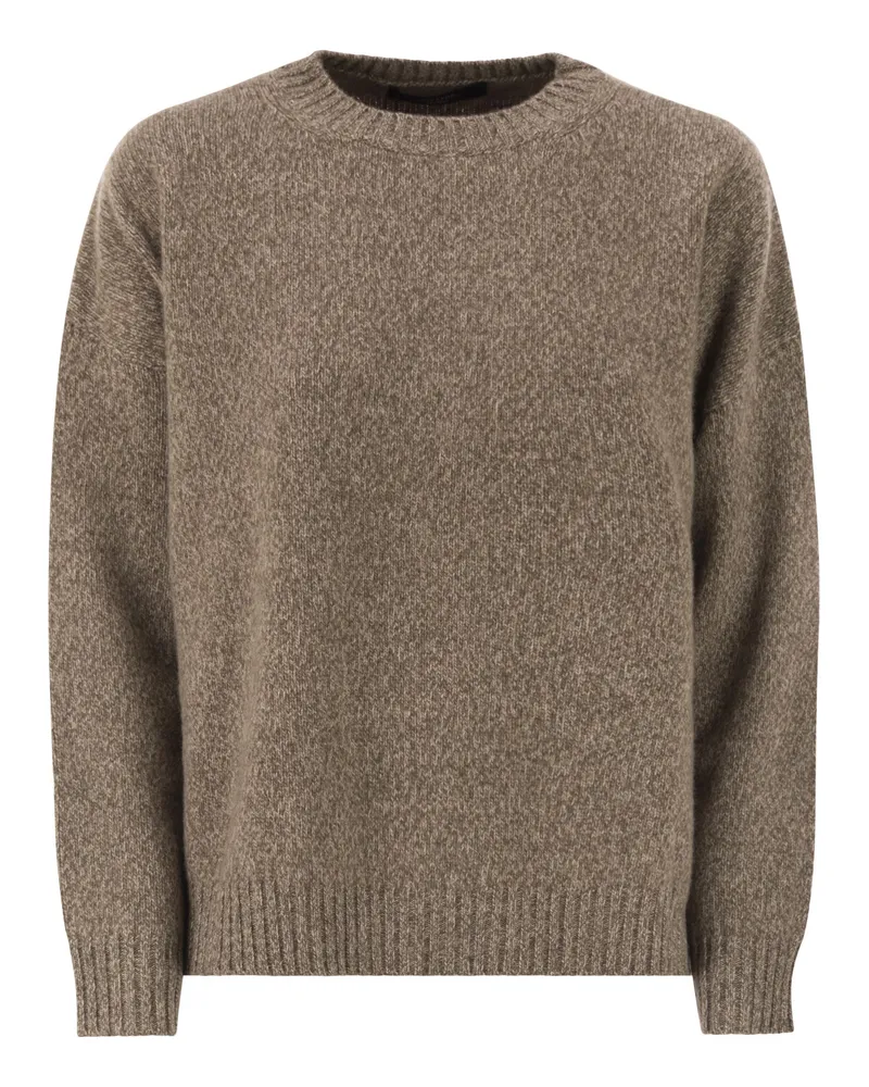 Weekend Max Mara Sibari Rundhalspullover aus Wollgarn Hazelnut