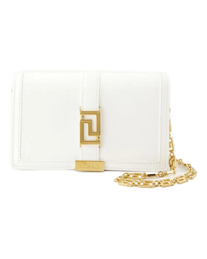Versace Greca Göttin Brieftasche auf Kette  Leder Weiß Weiß
