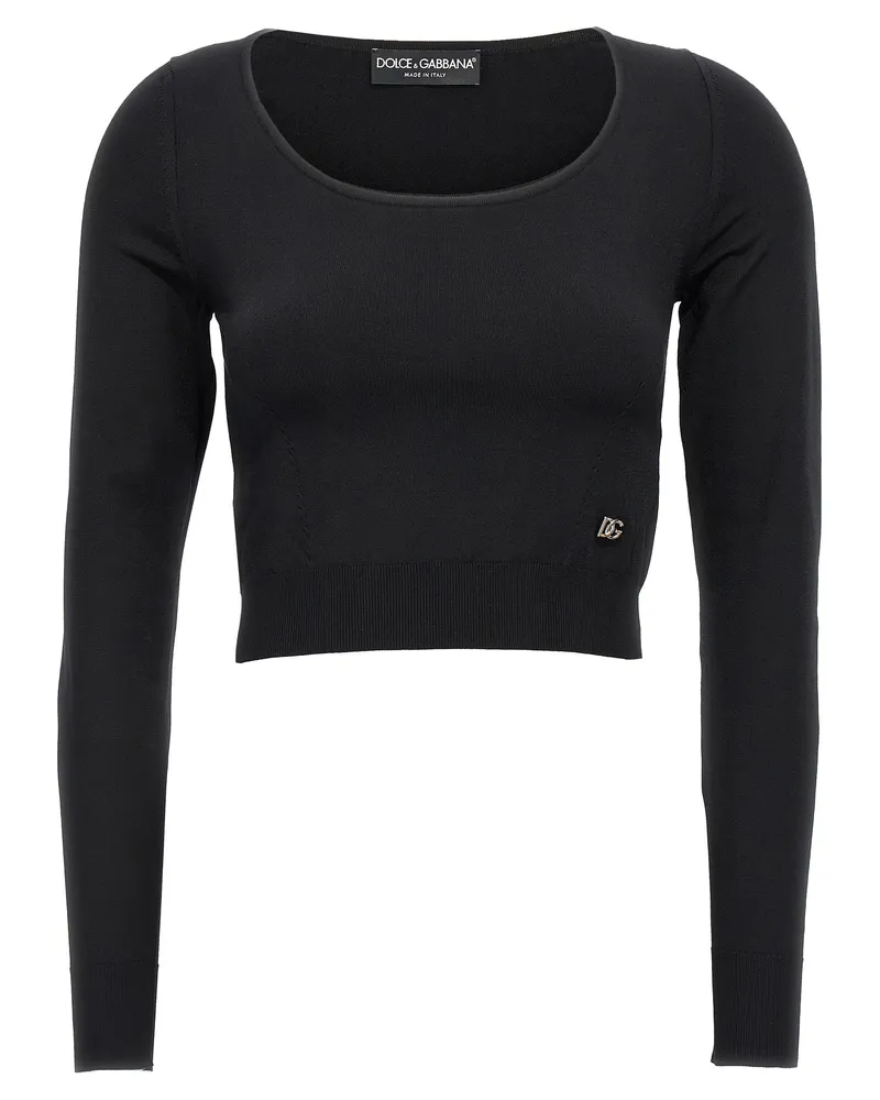 Dolce & Gabbana Logo beschnittener Pullover Black