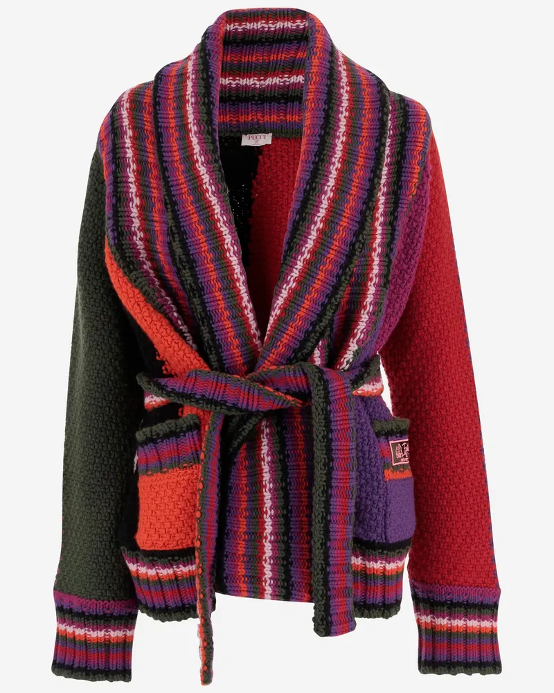 Emilio Pucci Farbblock Wolle Strickjacke Red