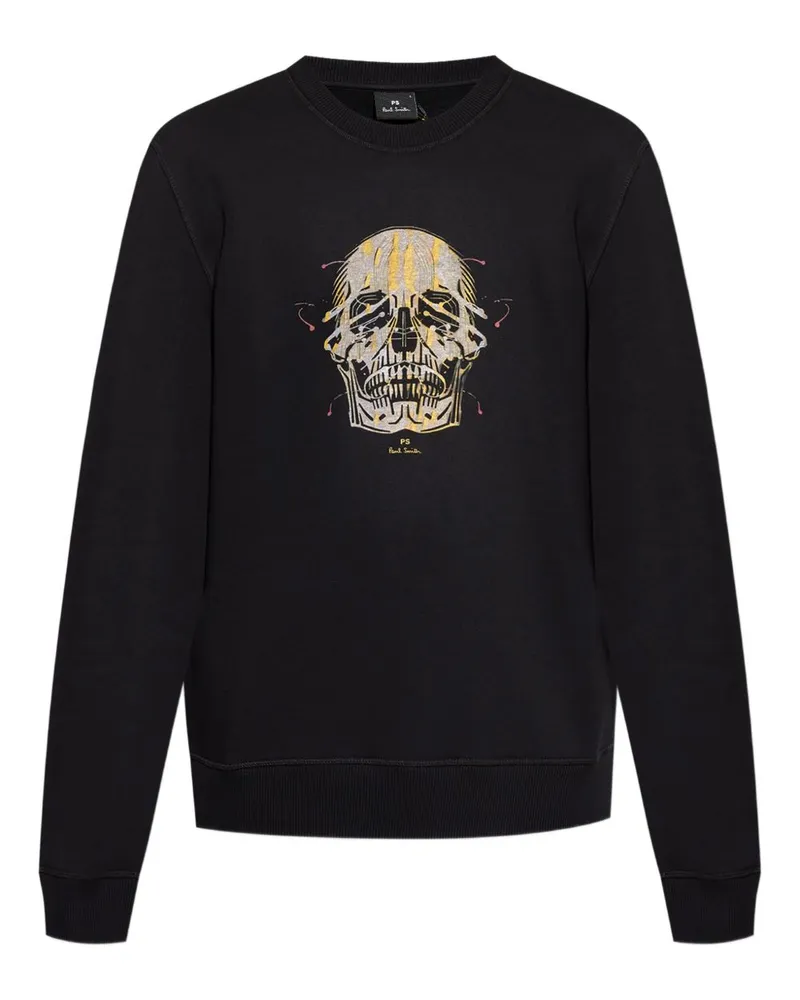 Paul Smith PS von Paul Smith gedrucktes Baumwoll -Sweatshirt gedruckt Black
