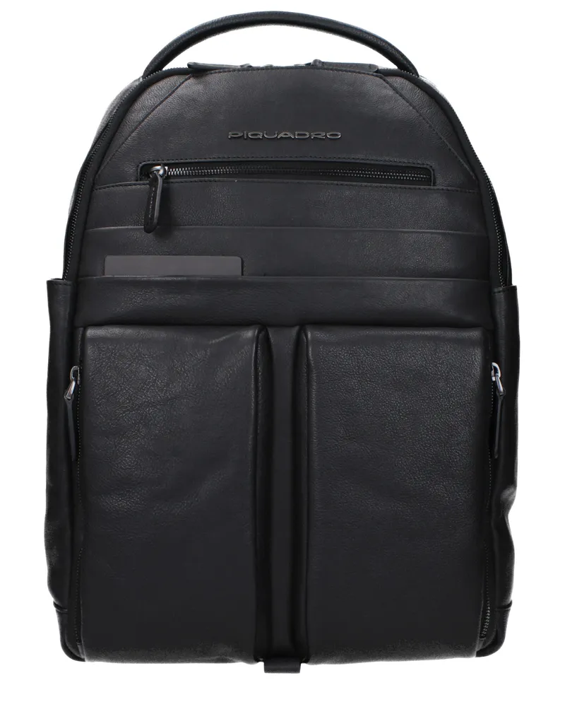 Piquadro Herrens Rucksäcke und Gürteltaschen aus Leder in Schwarz -