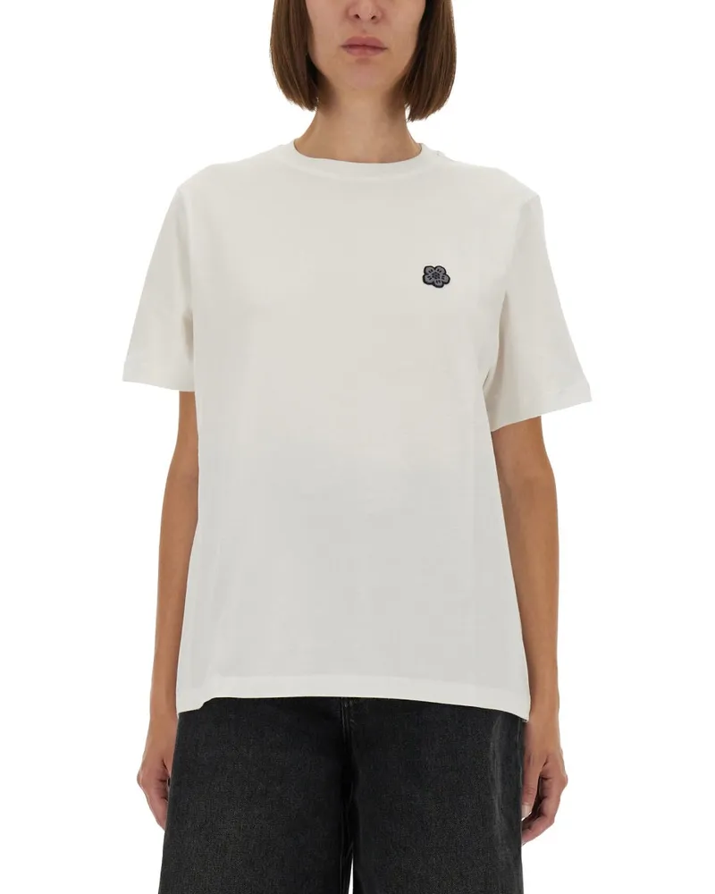 Kenzo T -Shirt mit "Boke Flower" Stickerei White