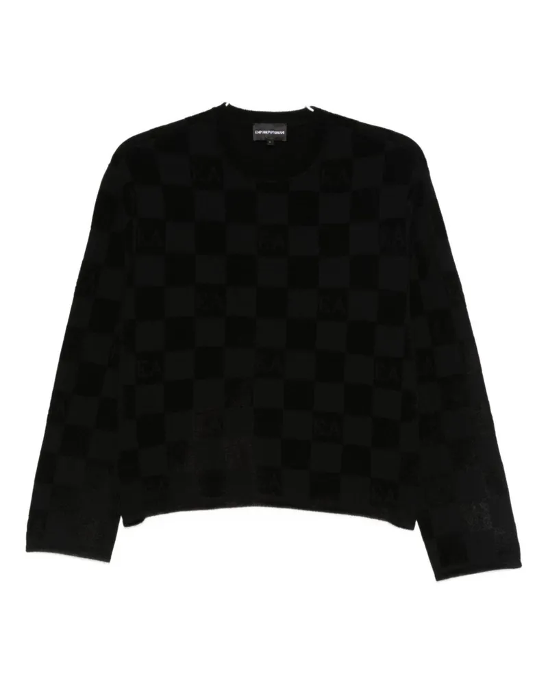 Emporio Armani Karierter Pullover mit Rundhalsausschnitt Black