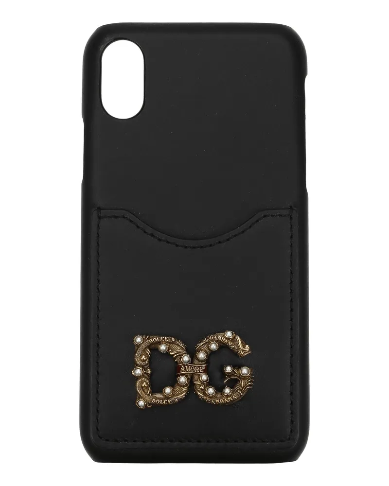 Dolce & Gabbana Dolce&Gabbana I Phone Case I Phone X Damens Leder Schwarz -