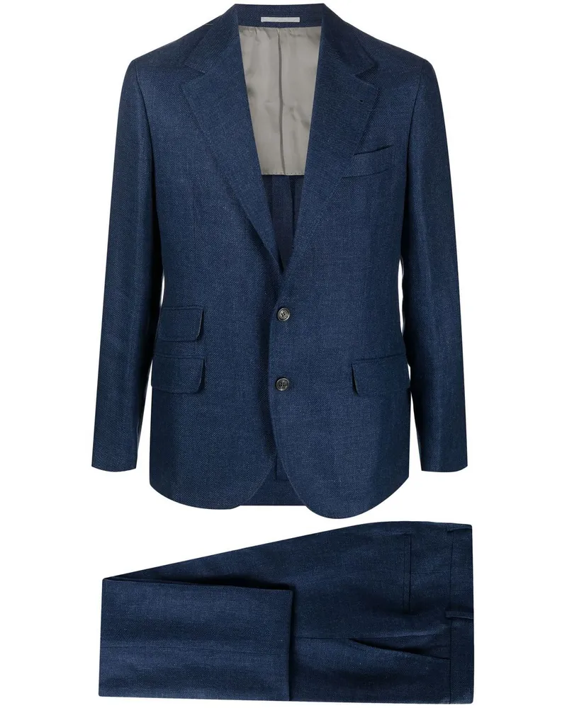 Brunello Cucinelli Leinen Freizeitanzuganzug Blue