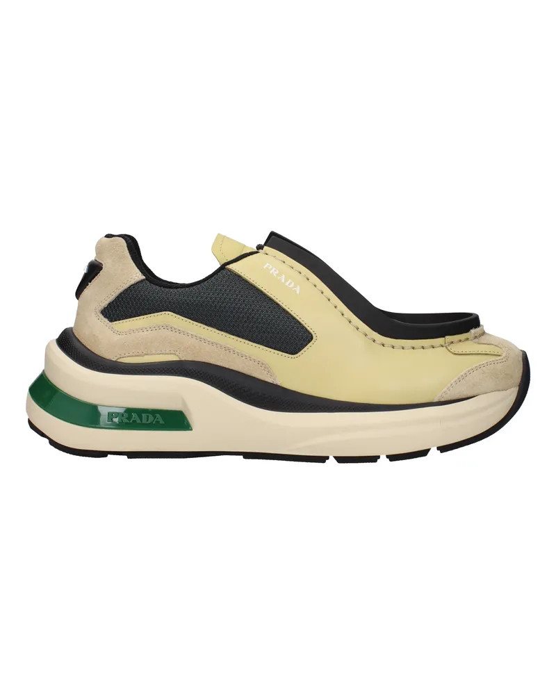Prada Herren-Sneaker aus klobigem Leders Gelb/Vanille -