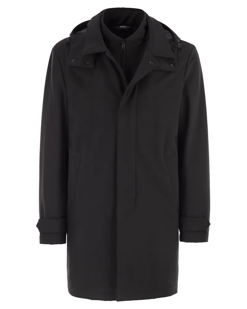 Fay Morning Coat Travel in Jersey Stretch Black