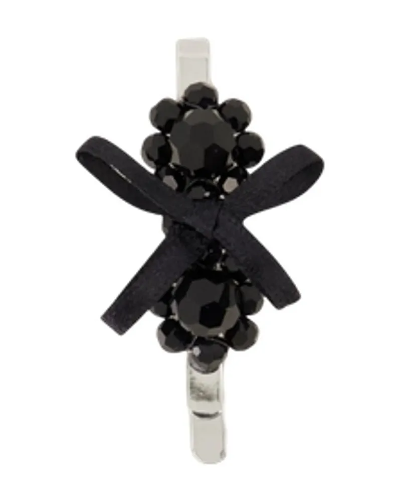 Simone Rocha Zierliche Bogen Mini Blumenhaarklammern  Crystal Black Schwarz