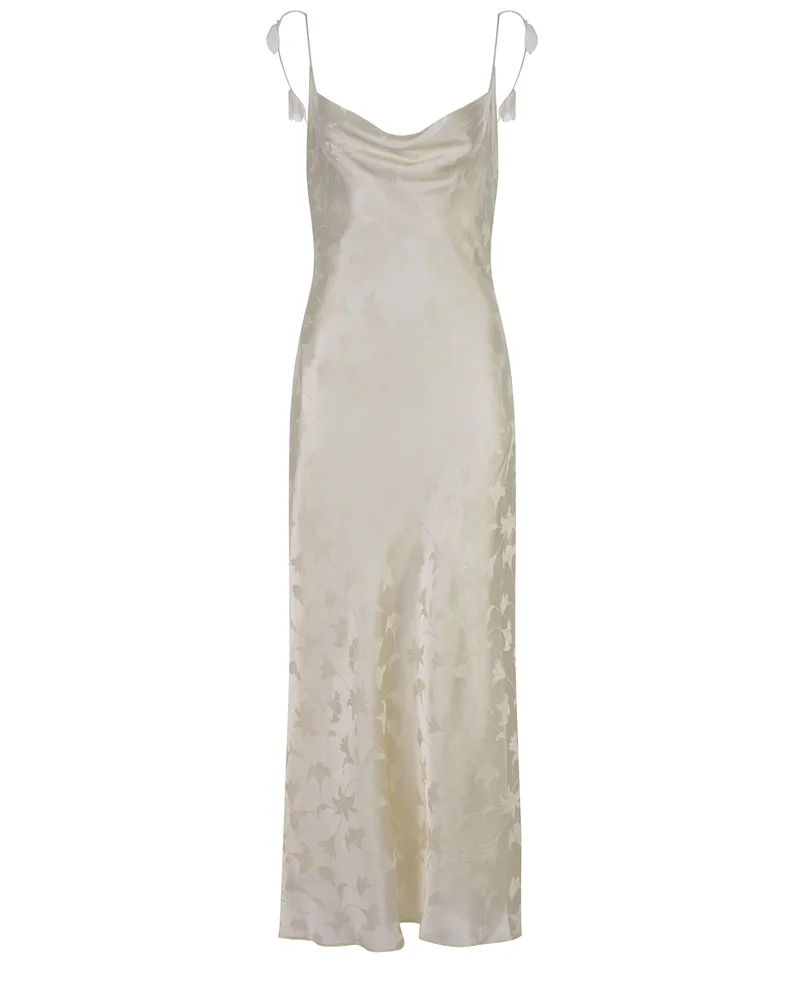 ROTATE Birger Christensen Drehen Sie Kleid aus Seide Beige