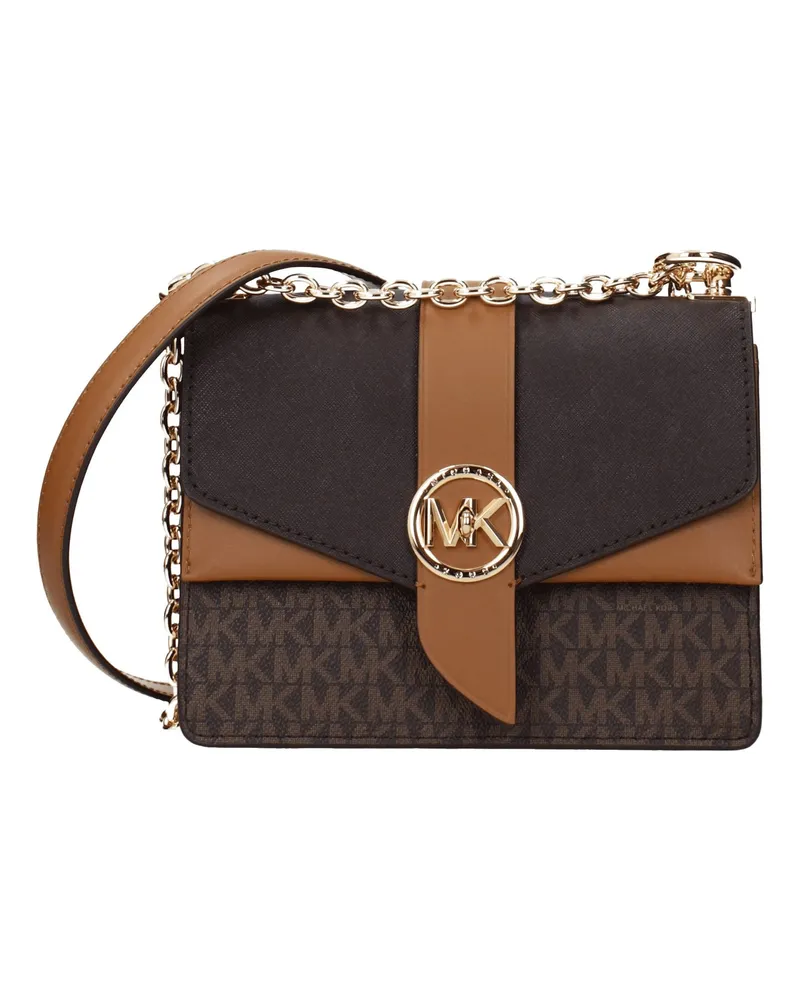 Michael Kors Greenwich Umhängetasche für Damen Stoff Braun/Eichel -