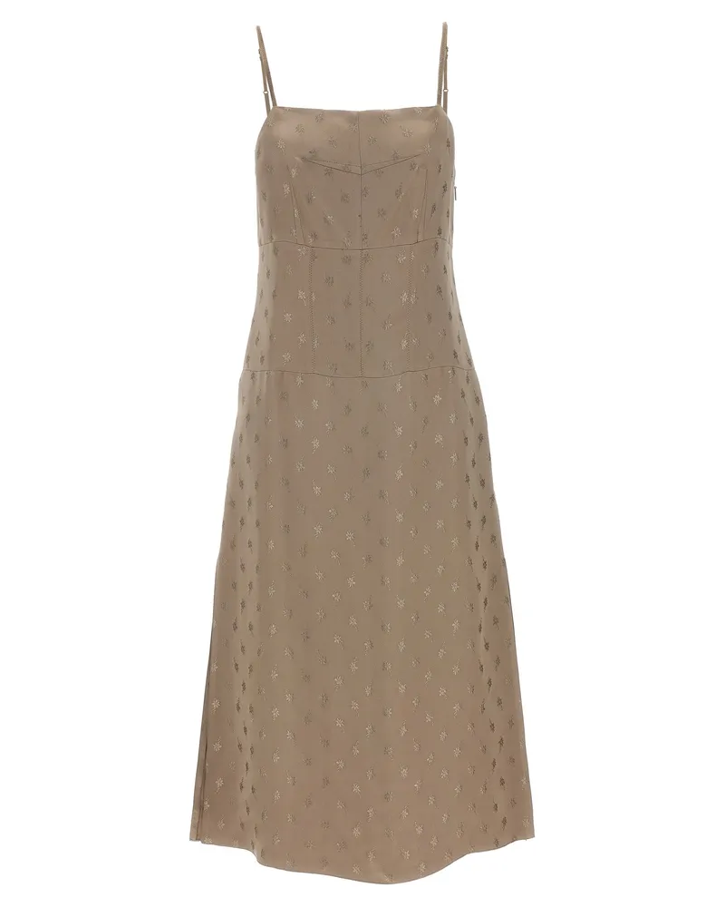 Fendi Satin Midi Kleid Gray