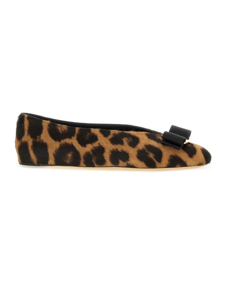Ferragamo Vara" Ballerina mit Bogen Animalier