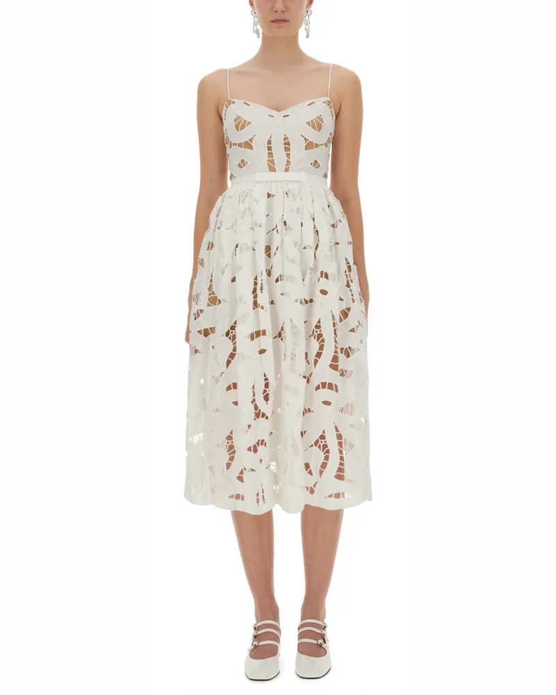 Self-Portrait Selbstporträt gesticktes Midi -Kleid mit Bug White