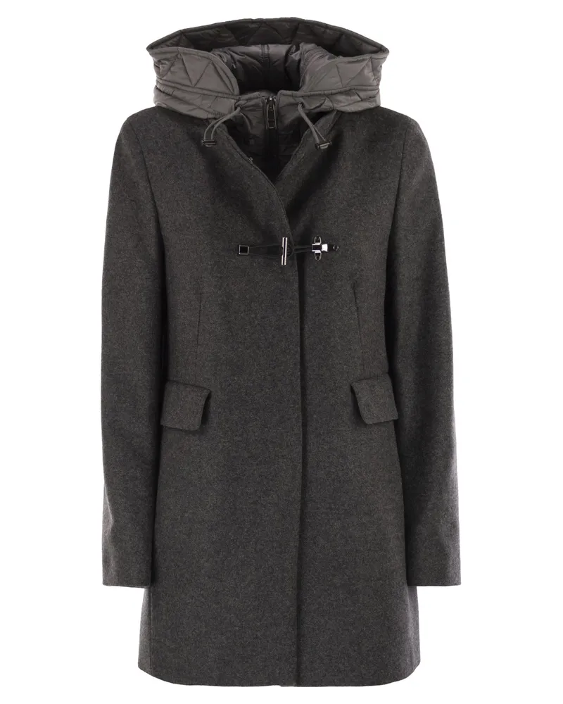 Fay Toggle -Mantel in MÉlange Wolltuch Anthracite