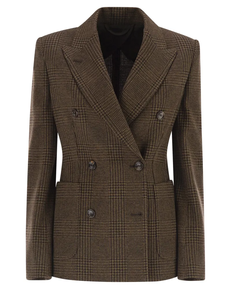 Max Mara Zulma gemusterter Jersey-Blazer aus Wollmischung Chocolate