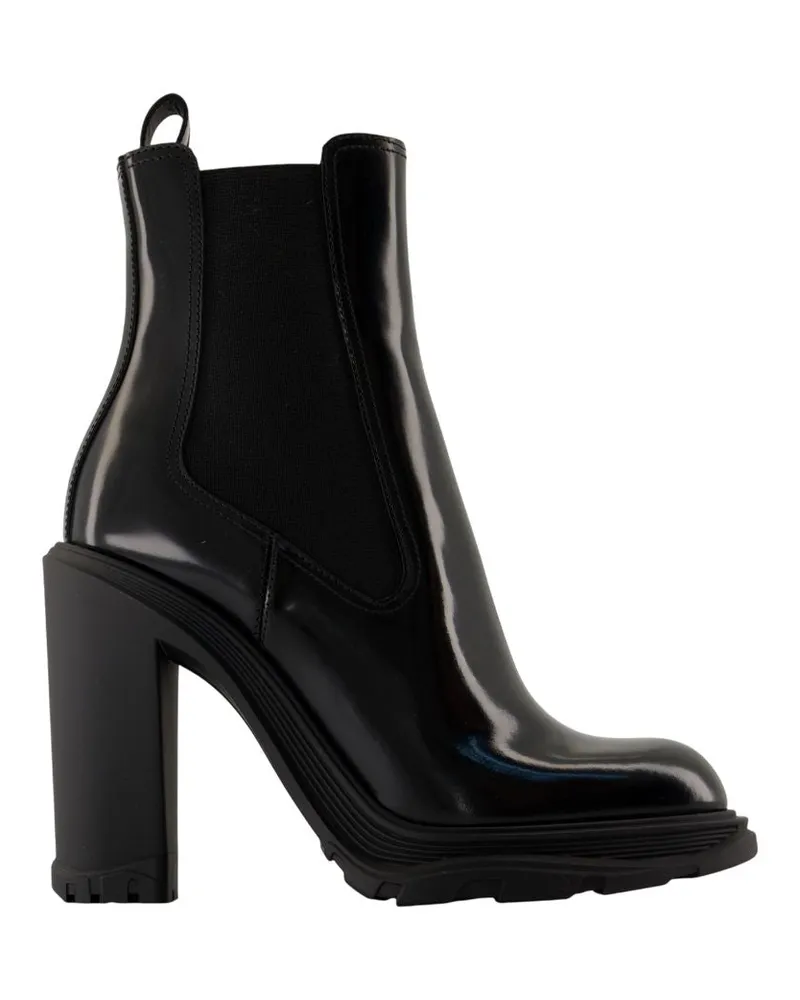 Alexander McQueen Schwarze Lederstiefel Black