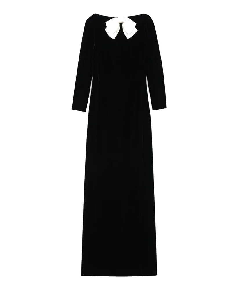 Saint Laurent Velvet Long Kleid Schwarz
