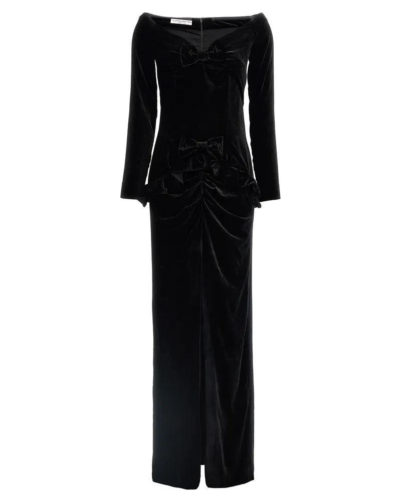 Alessandra Rich Velvet vom Schulterkleid Black