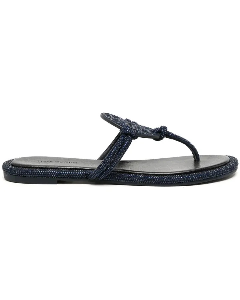 Tory Burch Miller Leder Tanga Sandalen Blue