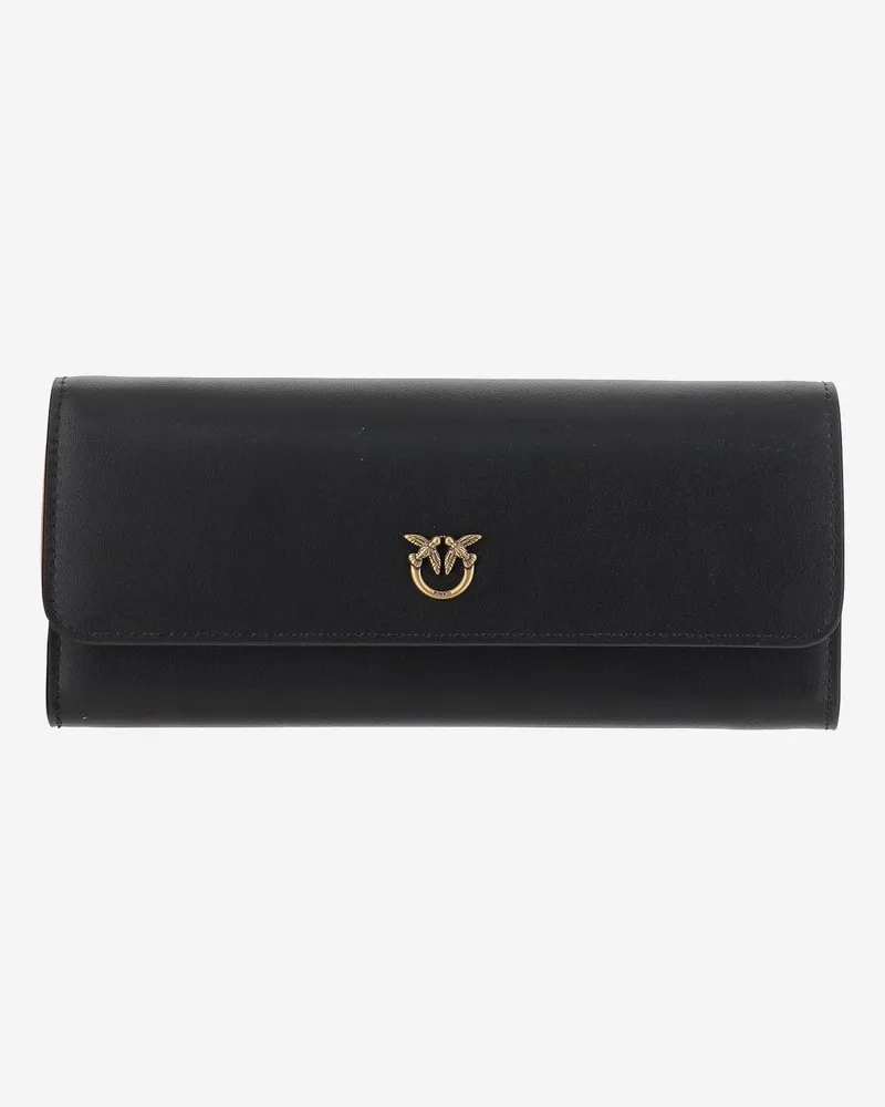 Pinko Love Tiny Birds Leder Brieftasche Black