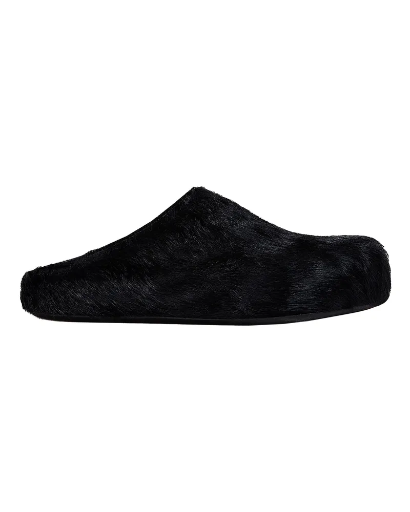 Marni Sabot Fussbett in Vitello A Pelo Lungo Nero Black