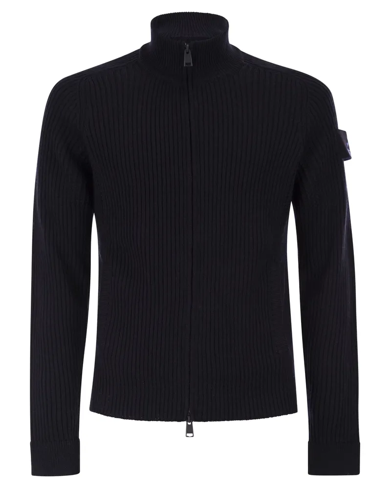 Premiata Woll-Cardigan mit Reißverschluss Blue