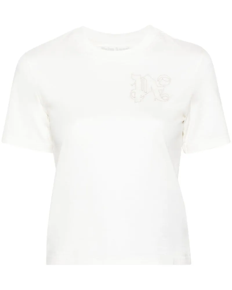 Palm Angels Logo Baumwoll -T -Shirt White